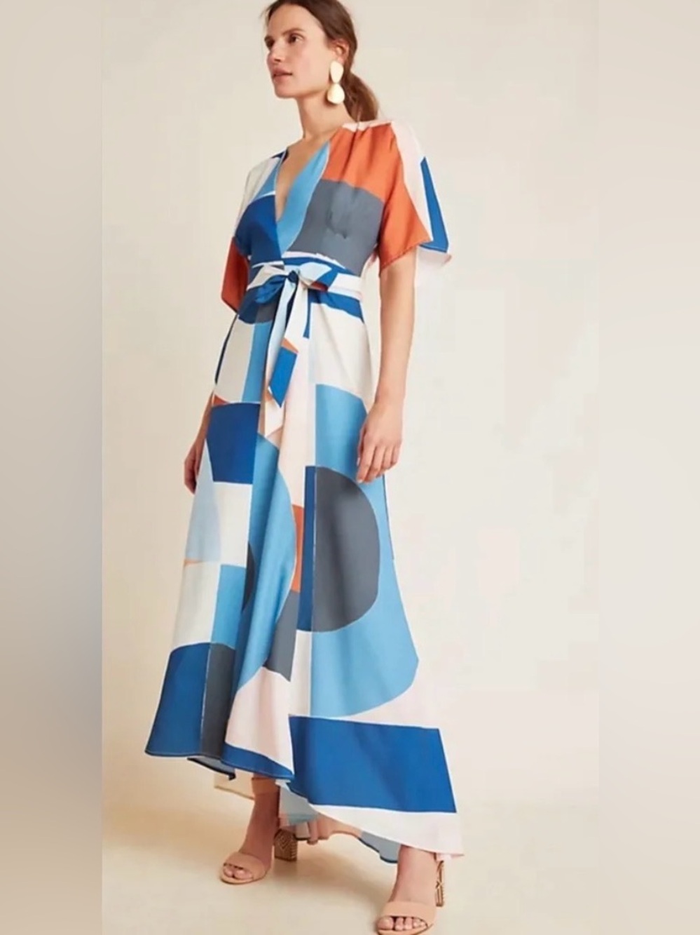 Hutch Gemma Abstract Colorblock Wrap Dress